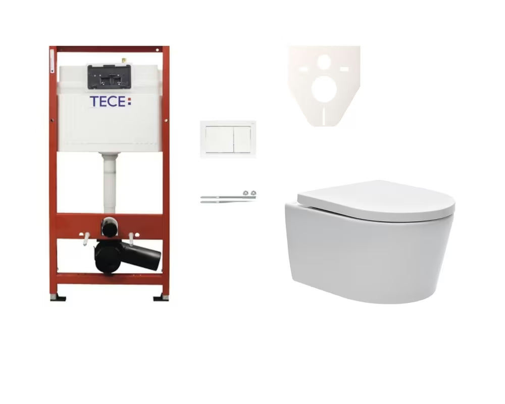 Pakabinami WC komplektas SAT Brevis su potinkiniu bakeliu TECEbase ir nuleidimo mygtuku