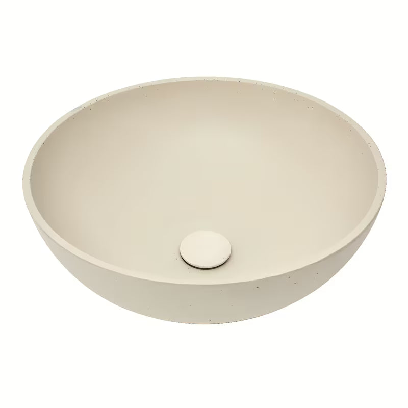 Smėlio spalvos betoninis pastatomas ant stalviršio praustuvas SAT Cemento 42x42 cm plonomis sienelėmis