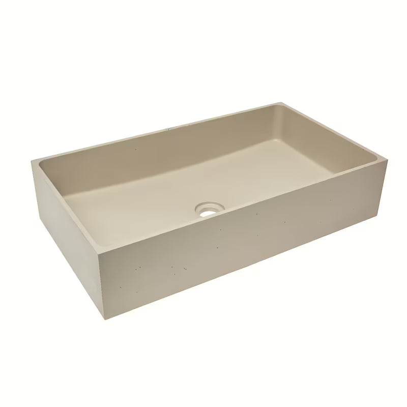 Smėlio spalvos betoninis pastatomas ant stalviršio praustuvas SAT Cemento 64x37 cm plonomis sienelėmis