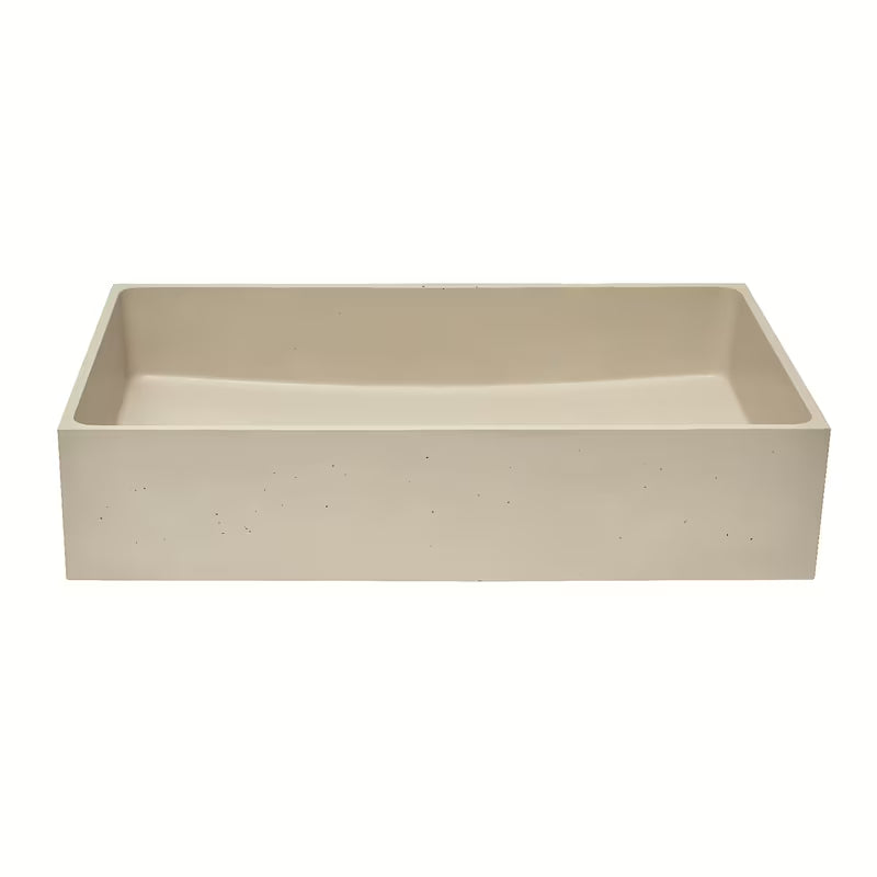Smėlio spalvos betoninis pastatomas ant stalviršio praustuvas SAT Cemento 64x37 cm plonomis sienelėmis
