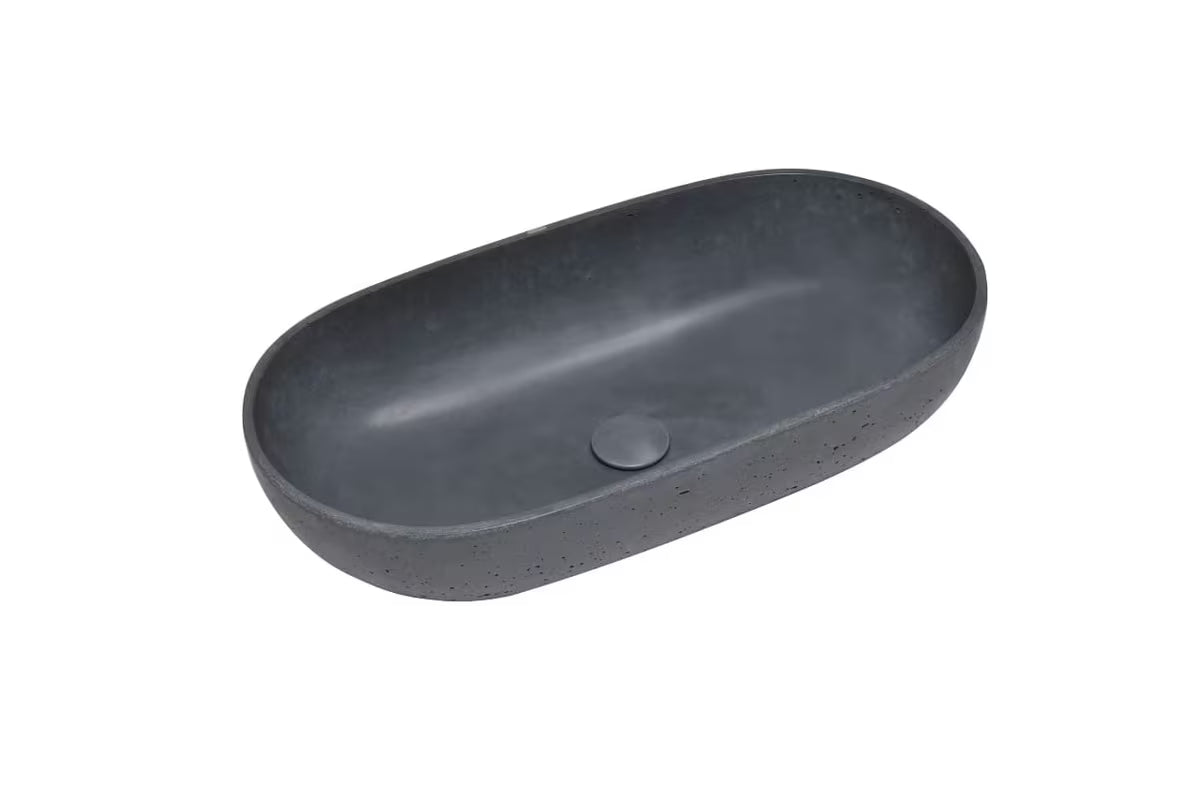 Antracito spalvos betoninis pastatomas ant stalviršio praustuvas SAT Cemento 65x35 cm plonomis sienelėmis
