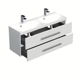 Pakabinama vonios spintelė SAT Cube Way su dvigubu praustuvu 120x40 cm, baltos spalvos