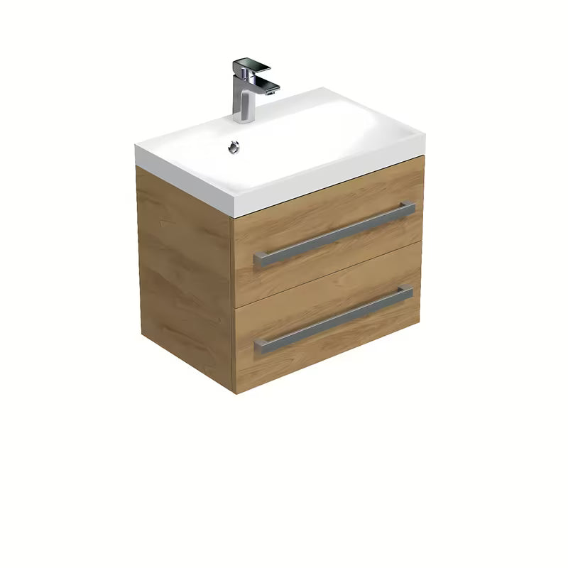 Pakabinama vonios spintelė su praustuvu SAT Cube Way ąžuolo dekoro hickory, 60x40 cm