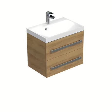 Pakabinama vonios spintelė su praustuvu SAT Cube Way ąžuolo dekoro hickory, 60x40 cm