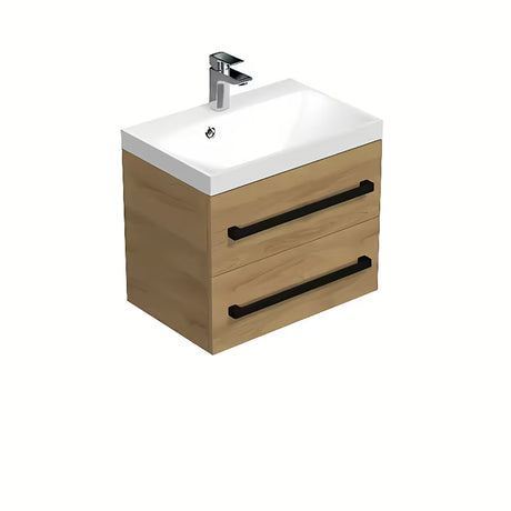Pakabinama vonios spintelė su praustuvu SAT Cube Way ąžuolo dekoro hickory, 60x40 cm
