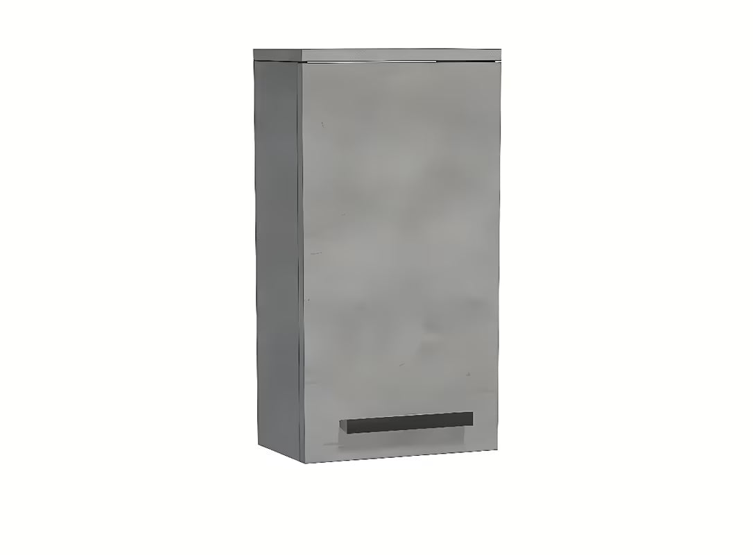 Žema pakabinama vonios spintelė SAT Cube Way betono imitacijos 32,5x63x20 cm su chromuotomis rankenėlėmis