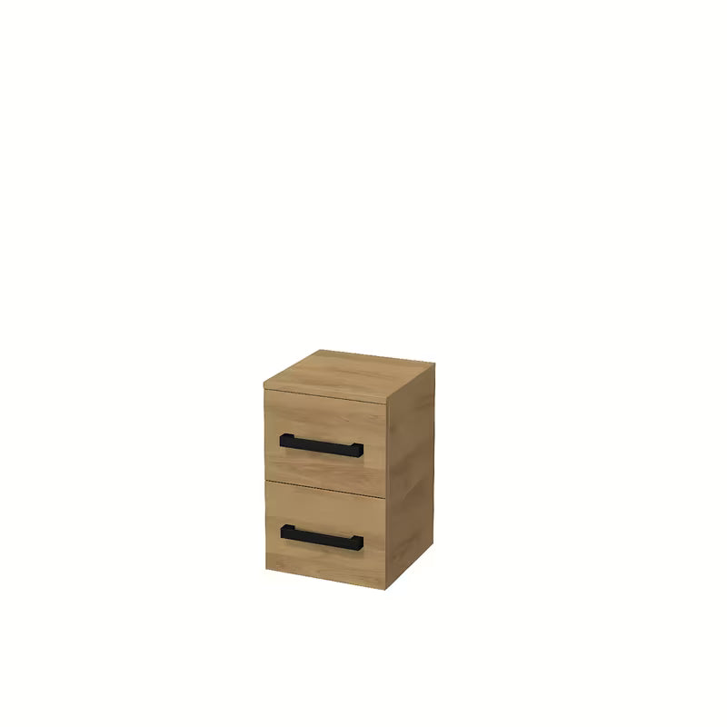 Žema stovintis vonios spintelė SAT Cube Way ąžuolo dekoro hickory, matiniu paviršiumi.