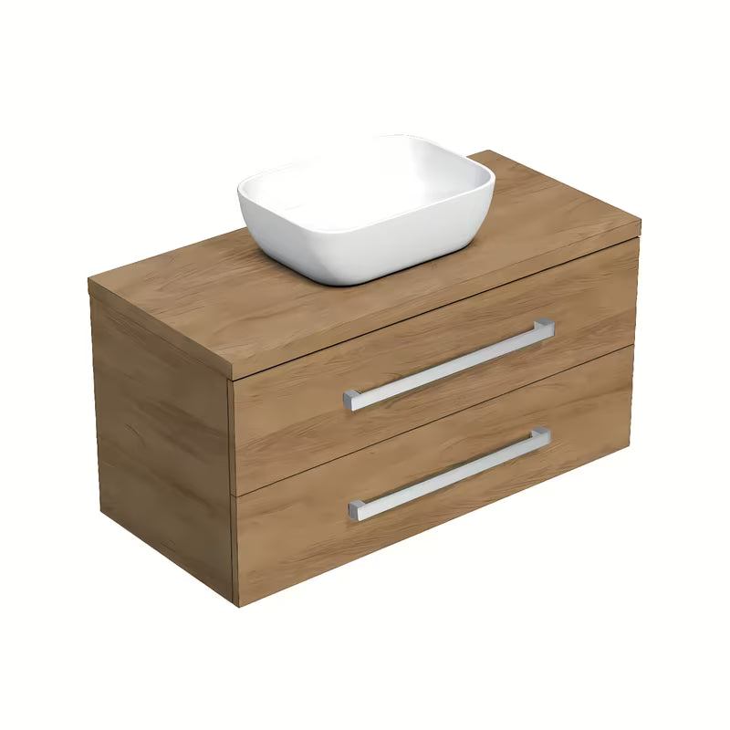 Pakabinama vonios spintelė SAT Cube Way su uždengimo plokšte su dubo dekoru hickory