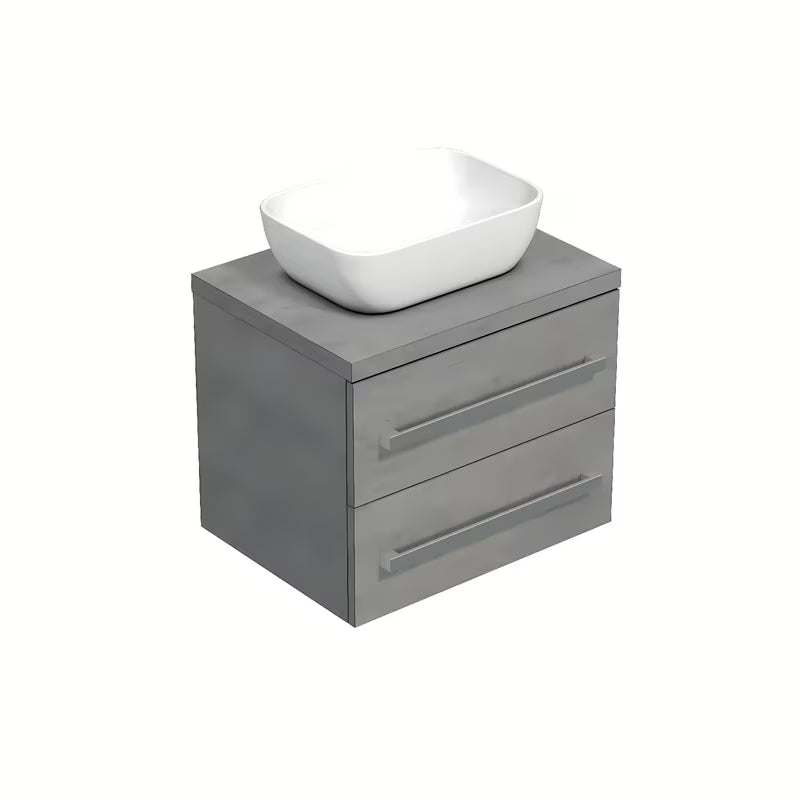 Pakabinama vonios spintelė SAT Cube Way su betono imitacijos stalviršiu ir pilno ištraukimo stalčiais