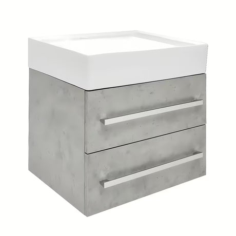 Pakabinama vonios spintelė SAT Cube Way su keraminiu praustuvu, betono dekoro, 60x46x53 cm