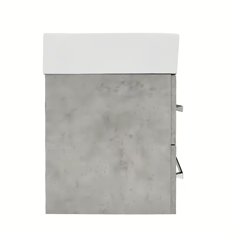 Pakabinama vonios spintelė SAT Cube Way su keraminiu praustuvu, betono dekoro, 60x46x53 cm