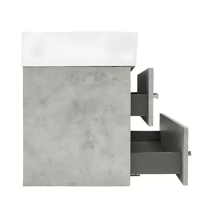 Pakabinama vonios spintelė SAT Cube Way su keraminiu praustuvu, betono dekoro, 60x46x53 cm