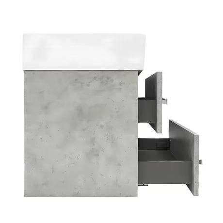 Pakabinama vonios spintelė SAT Cube Way su keraminiu praustuvu, betono dekoro, 60x46x53 cm