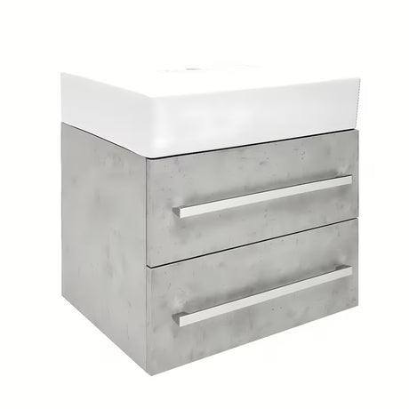 Pakabinama vonios spintelė su keraminiu praustuvu SAT Cube Way 60x46 cm, betono dekoro