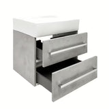 Pakabinama vonios spintelė su keraminiu praustuvu SAT Cube Way 60x46 cm, betono dekoro