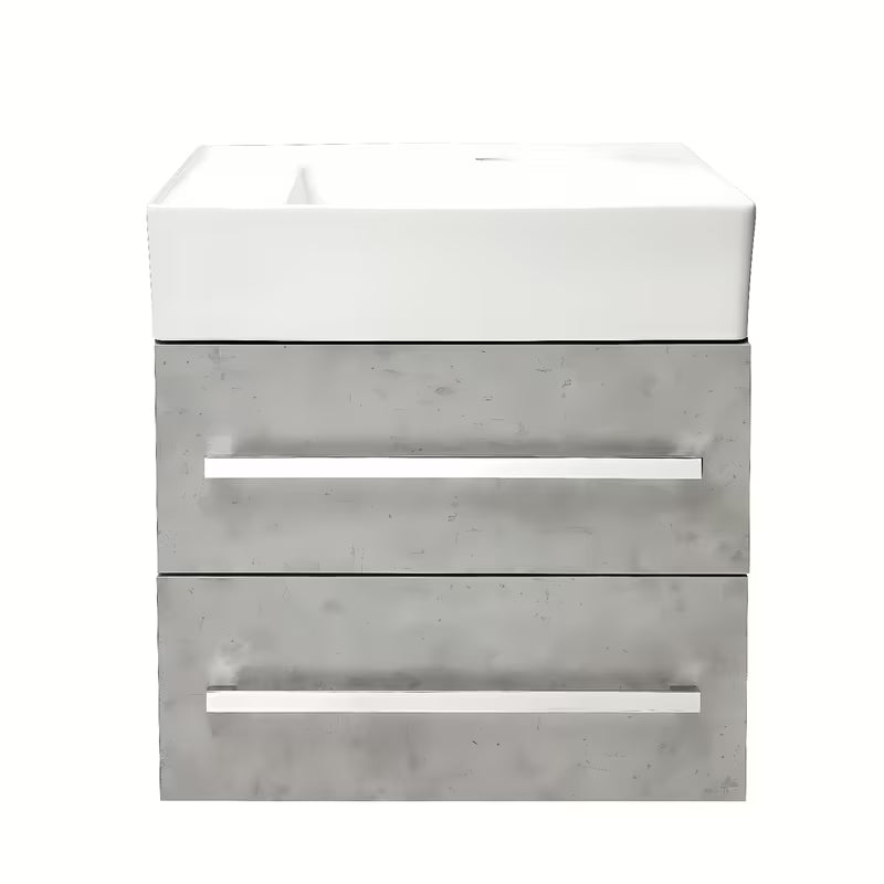 Pakabinama vonios spintelė su keraminiu praustuvu SAT Cube Way 60x46 cm, betono dekoro