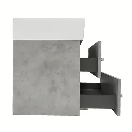 Pakabinama vonios spintelė su keraminiu praustuvu SAT Cube Way 60x46 cm, betono dekoro