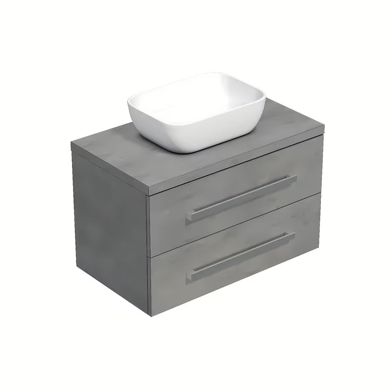 Pakabinama vonios spintelė SAT Cube Way 80x46x53 cm, betono imitacijos su uždengimo plokšte