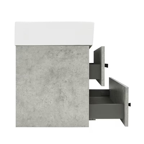 Pakabinama vonios spintelė su keraminiu praustuvu SAT Cube Way, betono dekoro, 60x46x53 cm