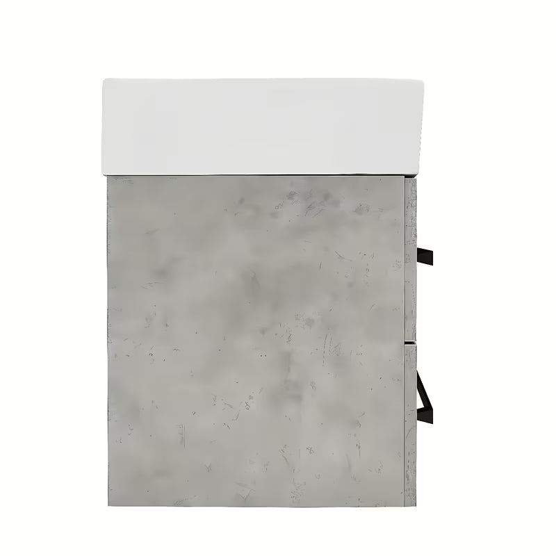 Pakabinama vonios spintelė su keraminiu praustuvu SAT Cube Way, betono dekoro, 60x46x53 cm.