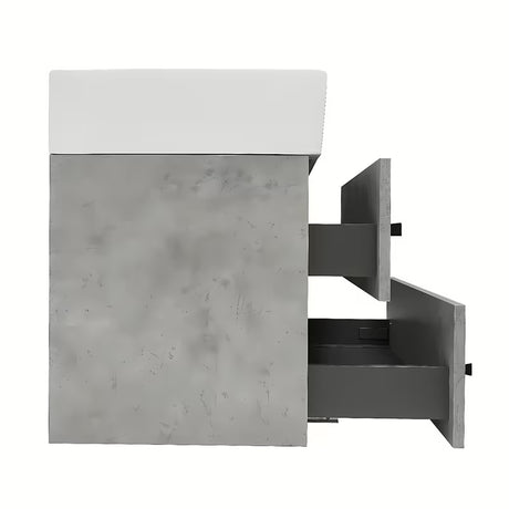 Pakabinama vonios spintelė su keraminiu praustuvu SAT Cube Way, betono dekoro, 60x46x53 cm.