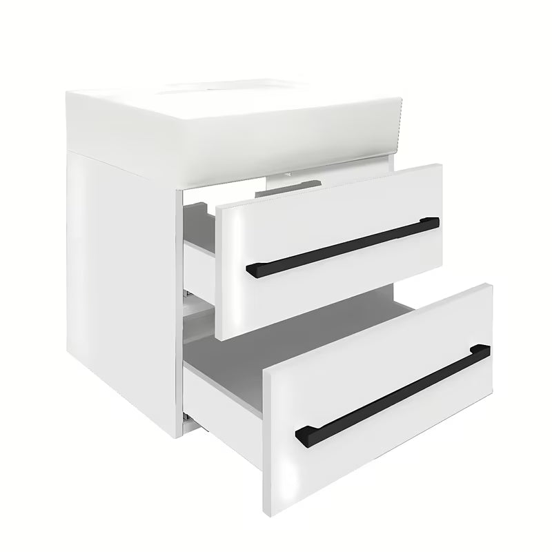Pakabinama vonios spintelė SAT Cube Way su keraminiu praustuvu, blizgi balta, 60x46x53 cm