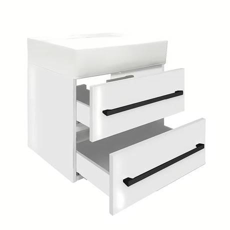 Pakabinama vonios spintelė SAT Cube Way su keraminiu praustuvu, blizgi balta, 60x46x53 cm