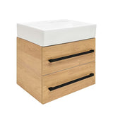 Pakabinama vonios spintelė su keraminiu praustuvu SAT Cube Way, 60x46 cm, ąžuolo dekoro hickory
