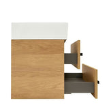 Pakabinama vonios spintelė su keraminiu praustuvu SAT Cube Way 60x46 cm, ąžuolo dekoro hickory