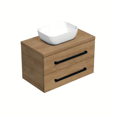 Pakabinama vonios spintelė SAT Cube Way su uždengimo plokšte, ąžuolo dekoro, hickory, 80x46x47,5 cm.