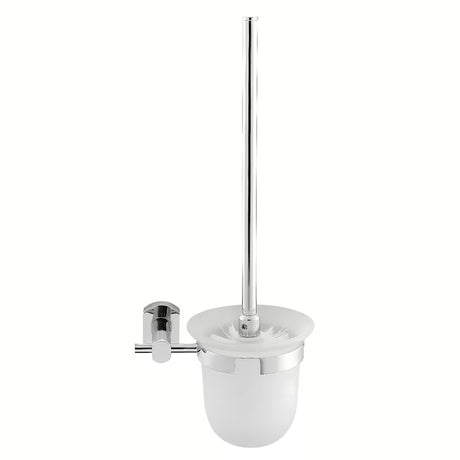 Sieninė WC šepetys SAT Cube Way chromo spalvos, suapvalinto dizaino, pro moderniam vonios kambariui.
