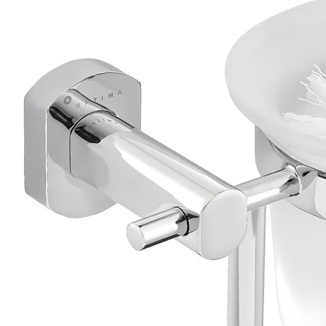 Sieninė WC šepetys SAT Cube Way chromo spalvos, suapvalinto dizaino, pro moderniam vonios kambariui.