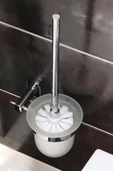 Sieninė WC šepetys SAT Cube Way chromo spalvos, suapvalinto dizaino, pro moderniam vonios kambariui.