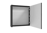 Juoda pakabinama veidrodinė spintelė SAT Delano 60x60 cm su veidrodžiu ir vidinėmis lentynėlėmis