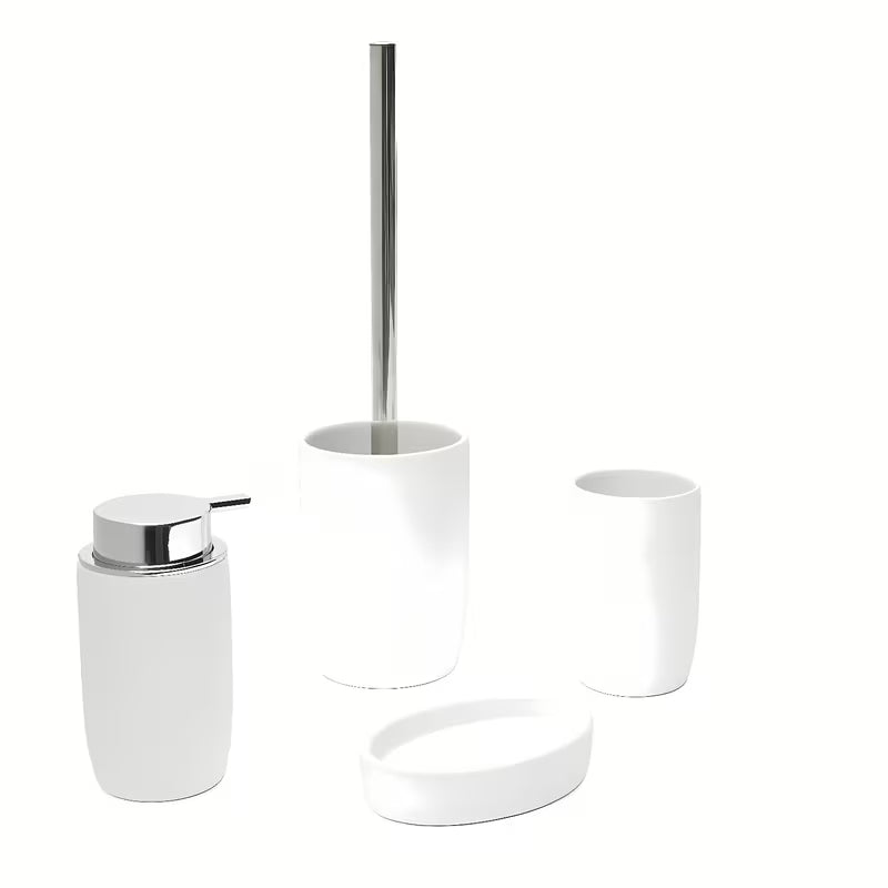 Balta keraminė pastatoma WC šepetys SAT Evolution pro moderniam vonios kambariui.