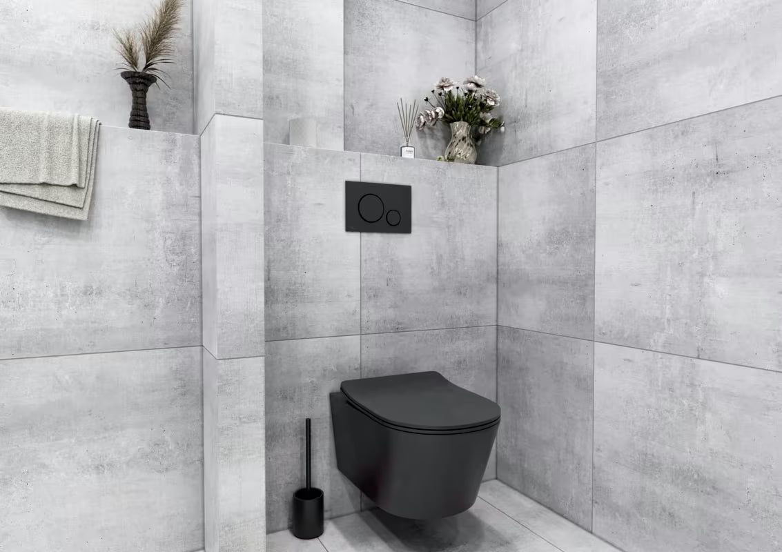 Laisvai pastatomas keraminė WC šepetys SAT Feel, matinės juodos spalvos