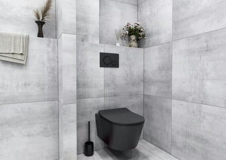 Laisvai pastatomas keraminė WC šepetys SAT Feel, matinės juodos spalvos