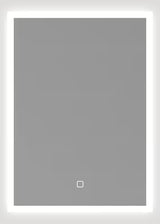 Baltas stačiakampis veidrodis SAT Feel 50x70 cm su LED apšvietimu ir jutikliniu valdymu