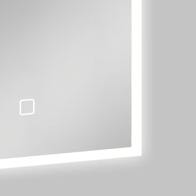 Baltas stačiakampis veidrodis SAT Feel 50x70 cm su LED apšvietimu ir jutikliniu valdymu