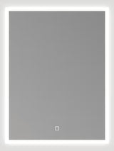 Baltas stačiakampis veidrodis SAT Feel 60x80 cm su LED apšvietimu ir jutikliniu valdymu