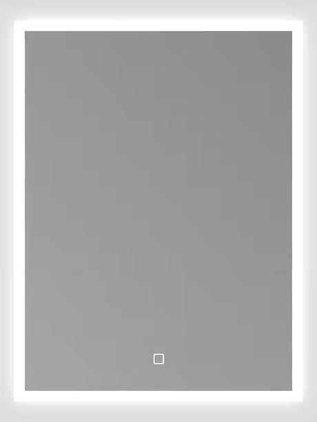Baltas stačiakampis veidrodis SAT Feel 60x80 cm su LED apšvietimu ir jutikliniu valdymu