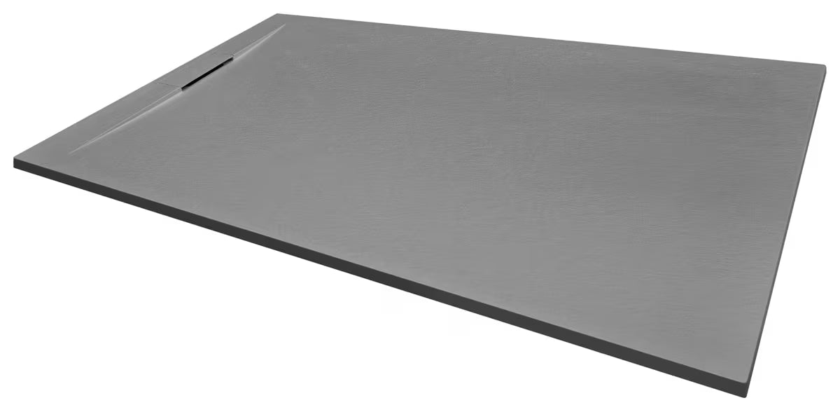 Pilkas stačiakampis dušo padėklas SAT Fusion 100x90 cm iš lieto marmuro