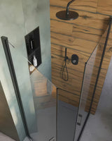 Šviesiai pilkas vonios kilimėlis SAT Infinitio su minkštu ilgu plauku ir neslystančiu apatiniu sluoksniu.