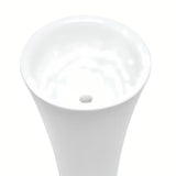 Laisvai pastatomas keraminis praustuvas SAT Fusion baltos spalvos, 42,5 cm skersmens ir 95 cm aukščio.