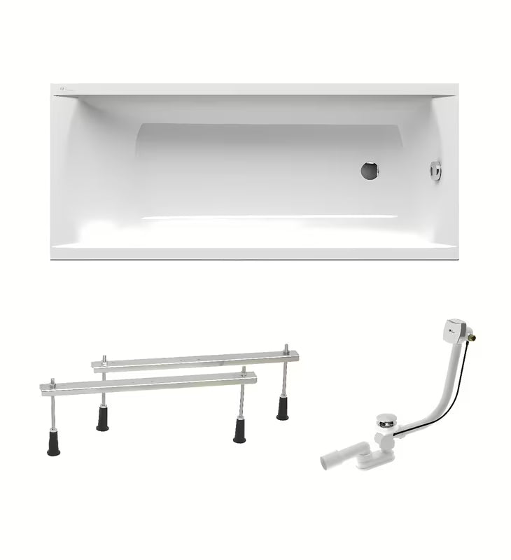 Balta stačiakampė akrilinė vonia SAT Fusion 170x70 cm su galimybe montuoti kairėje ir dešinėje