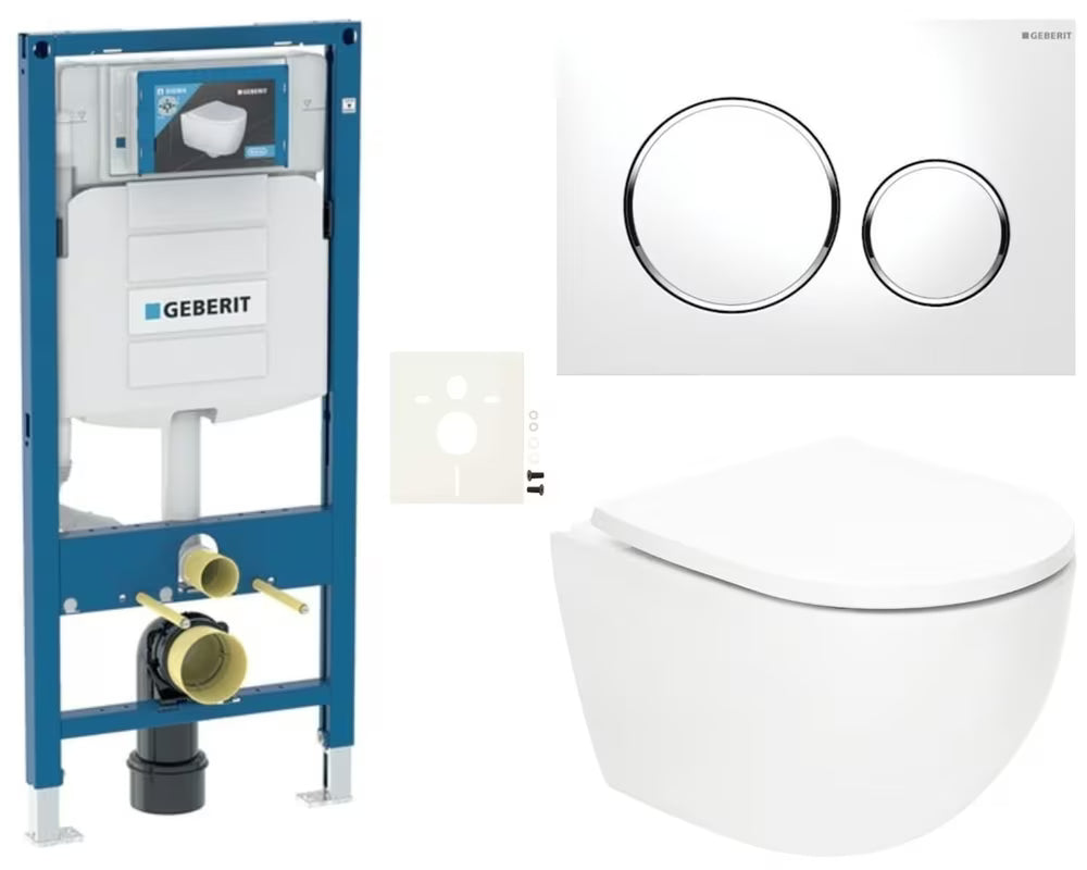 Pakabinami WC komplektas SAT Fusion su sūkuriniu nuplovimu ir moduliu Geberit Duofix