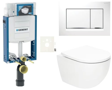 Pakabinami WC komplektas SAT Fusion su sūkuriniu nuplovimu ir bakeliu Geberit Kombifix