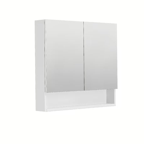 Veidrodinė spintelė SAT 80x14x72 cm baltos blizgios spalvos su apatine atvira lentynėle