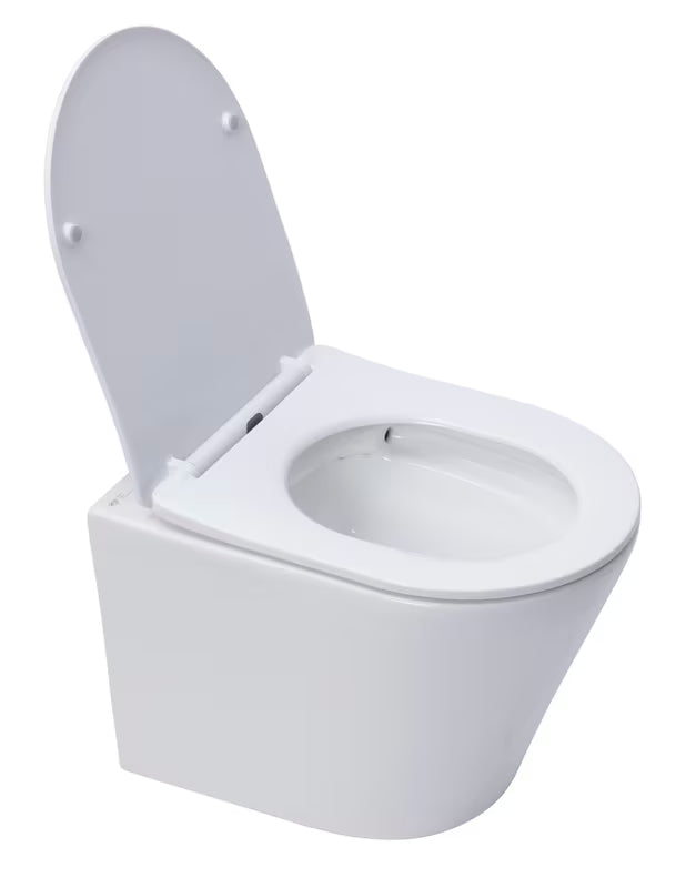 Baltas pakabinamas KLOZETAS SAT Infinitio su paslėptu tvirtinimu ir sėdyne su softclose.