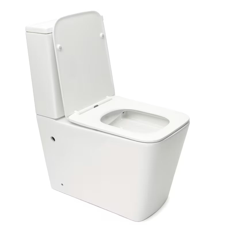 Baltas laisvai pastatomas klozetas SAT Infinitio rimless  su sėdyne su taupiu DualFlush nuleidimo mechanizmu